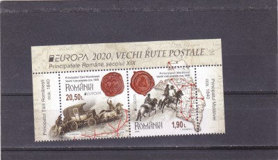 EUROPA 2020,VECHI RUTE POSTALE,SERIE IN PERECHE,2020,MODEL I ,MNH ** ROMANIA. foto