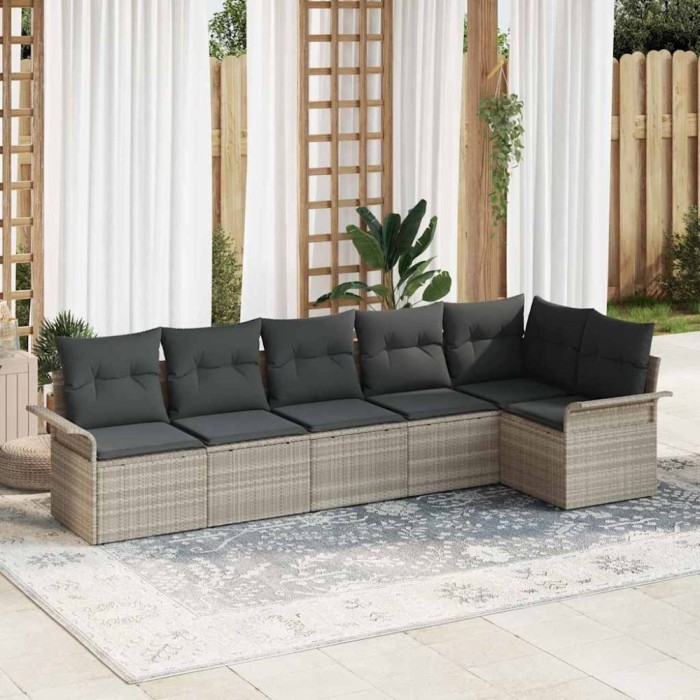 vidaXL Set de canapele pentru grădină 6 pcs Gri deschis Rattan poli 3345382