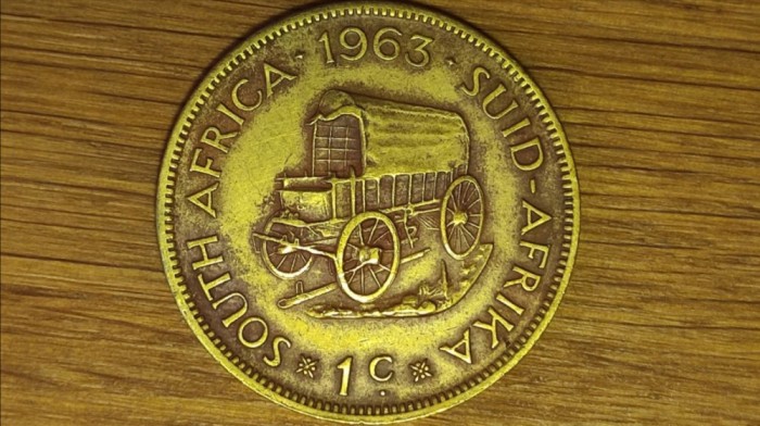 Africa de sud -moneda de colectie superba- 1 cent 1963 brass - Jan van Riebeeck