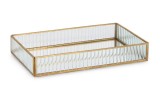 Cutie bijuterii sticla metal auriu Tehri 35,5x21x6h