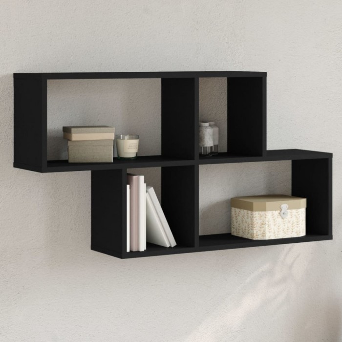 Gossi raft de perete, negru, 100x20x53 cm, lemn prelucrat