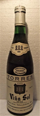 B 19- VIN RESERVA, TORRES, VINA SOL, SPAIN, recoltare 1971 cl 72 gr 12 foto