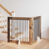 vidaXL Poartă pentru c&acirc;ini cu suporturi 2 pcs Lemn vechi 100 x 100 cm 892029