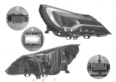 Far Opel Astra K, 10.2015-, fata, Dreapta, IntelliLux; LED; electric; fara LED controlling unit; cu motor, ZKW foto