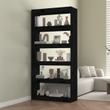 VidaXL Bibliotecă/Separator cameră negru 80x30x167,4 cm lemn masiv pin