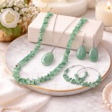 Set colier Flori de piatra verde