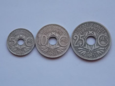 LOT 3 MONEDE 5,10,25 CENTIMES 1931 FRANTA foto