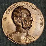Medalie Dr.Carol Davila 1992 - Universitatea &quot;Carol Davila&quot; București.gravor Gh.Adoc.bronz 6 cm