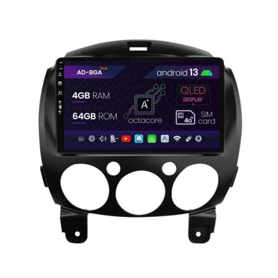 Navigatie Mazda 2 (2007-2014), Android 13, A-Octacore 4GB RAM + 64GB ROM, 9 Inch - AD-BGA9004+AD-BGRKIT322 - Copie foto