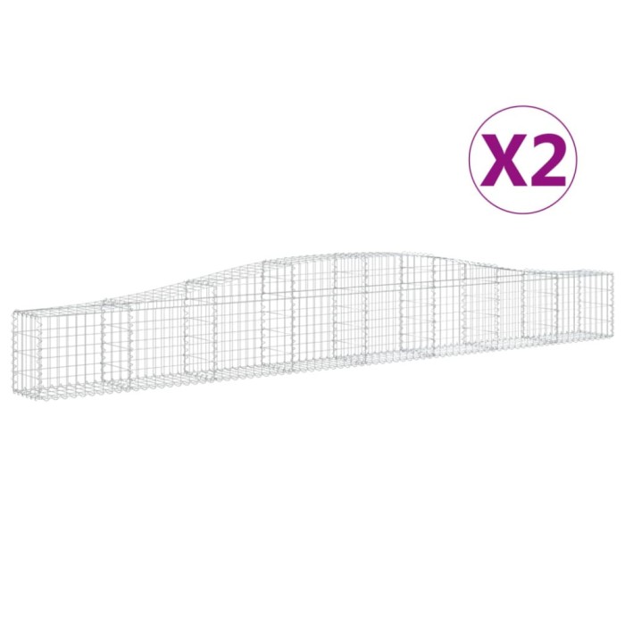 Cosuri gabion arcuite 2 buc, 400x30x40/60 cm, fier galvanizat