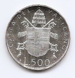 Vatican 500 Lire 1980 - Papa Ioan Paul al II-lea, Argint 11g/835, 29,3 mm, KM-148 UNC !!! (necirculata)