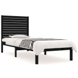 Cumpara ieftin Cadru de pat mic single, negru, 75x190 cm, lemn masiv