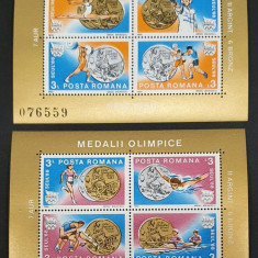 LP 1212 - Medalii Olimpice - 2 blocuri a 4 timbre, 1988
