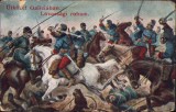 CP569N &Uuml;tk&ouml;zet G&aacute;lici&aacute;ban Lovass&aacute;gi roham carte poștală circulată Salonta 1918