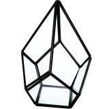 Suport decorativ pentru plante Asvert, sticla/metal, negru/transparent, 12 x 12 x 17 cm