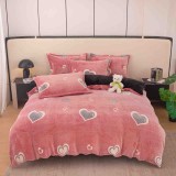 Cumpara ieftin Lenjerie de pat single,cocolino,4 piese,cearceaf de pat normal,roz cu inimioare-A1438