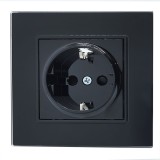 Cumpara ieftin 5. Priza simpla culoare negru cu rama din sticla