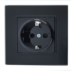 5. Priza simpla culoare negru cu rama din sticla