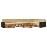 vidaXL Set de canapele de exterior cu pernă 9 pcs Natural și Bej 3383756