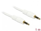 Cablu stereo jack 3.5mm 4 pini Alb T-T 1m, Delock 83440