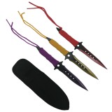 Set trei cutite de aruncat, Ninja Assasin, otel inoxidabil, 19 cm, multicolor, teaca inclusa