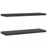 Rafturi de perete, 2 buc. 75x23,5x3 cm negru otel inoxidabil