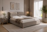 Pat Convers 180x200 cm Cu Lada De Depozitare Tapitat Catifea Bej Inchis Somiera Inclusa