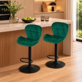 Cumpara ieftin Set 2 scaune de bucatarie/bar, Artool, West, rotativ, catifea verde, picior metal negru, 46x48.5x90-111 cm