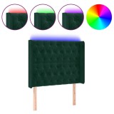 Cumpara ieftin Tablie de pat cu LED, verde inchis, 93x16x118/128cm, catifea