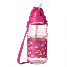 Sticla Apa pentru Copii Pop Up din Plastic Transparenta Fucsia Rainbow 500ml