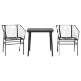 Cumpara ieftin Set de sufragerie de gradina 3 piese sticla neagra poli ratan