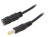 Cablu DC 5,5/2,1 mm Negru 2x0,5mm2 Mufă-Soclu Drept