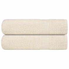 vidaXL Prosoape de baie 2 buc crem 100x150 cm 360 g/m&sup2; 100% bumbac