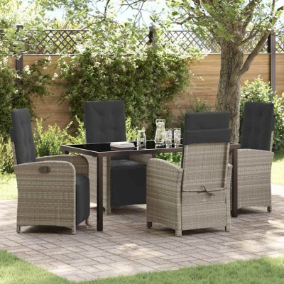 vidaXL Set de masă pentru grădină 5 pcs Gri deschis poliratan 3380347 foto