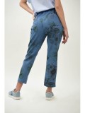 Cumpara ieftin Pantaloni Carrot Dama Fashionland Albastri Talie Unica XS-M Curea Imprimeu Triest Bumbac Poliester Spandex