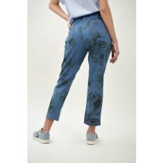 PANTALONI CARROT CUREA IN TALIE CU IMPRIMEU TRIEST TALIE UNICA Albastru