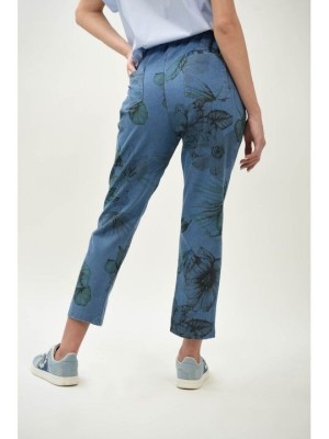 PANTALONI CARROT CUREA IN TALIE CU IMPRIMEU TRIEST TALIE UNICA Albastru foto