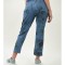 PANTALONI CARROT CUREA IN TALIE CU IMPRIMEU TRIEST TALIE UNICA Albastru