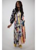 ROCHIE MAXI CU BUZUNARE SI MANECA LUNGA ABSTRACT ART FACE TALIE UNICA Multicolora