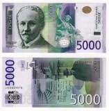 SERBIA █ bancnota █ 5000 Dinara █ 2016 █ P-62r █ Seria ZA REPLACEMENT █ UNC