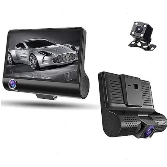 Camera Auto 3in1 DVR FULL HD 1080P, 3 camere fata/spate/interior ecran de 4 inch