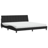Cumpara ieftin Pat cu saltea, Hanko, negru, 200x200 cm, catifea