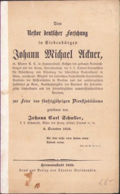 HST 120SP Dem Nestor deutscher Forschung in Siebenb&amp;uuml;rgen J M Ackner 1858 foto