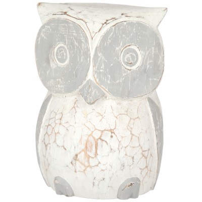 Sculptura in lemn pictata vintage simbol Bufnita &amp;amp;#8211; Wood Owl L foto