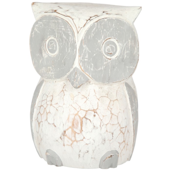 Sculptura in lemn pictata vintage simbol Bufnita &amp;#8211; Wood Owl L