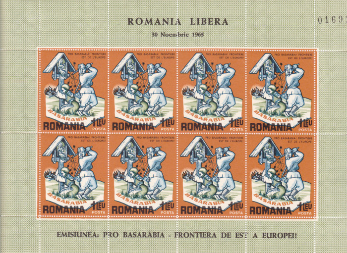 1965 Romania Exil - Minicoala dantelata Pro Basarabia, rezistenta anticomunista