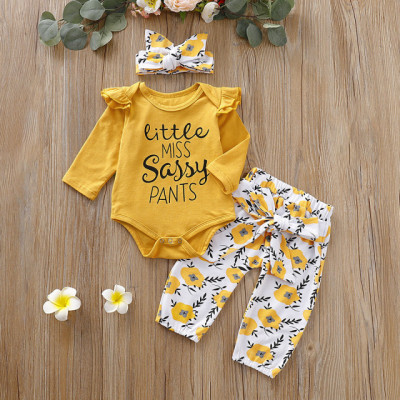 Compleu galben pentru fetite - Little miss (Marime Disponibila: 3-6 luni foto