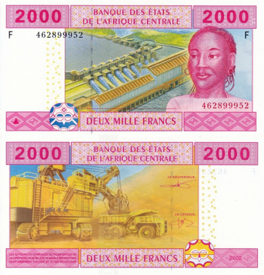 STATELE CENTRAL AFRICANE (GUINEEA ECUATORIALA) 2.000 francs 2002 UNC!!! foto