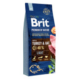 Brit Premium By Nature, Light, Curcan cu Ovăz, hrană uscată c&acirc;ini, managementul greutății, 15kg