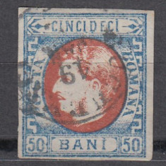 ROMANIA 1869 LP 29 b CAROL I CU FAVORITI VALOAREA 50 BANI STAMPILAT